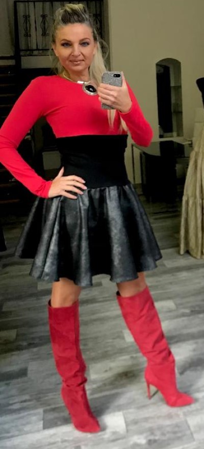 SUKNĚ KRÁTKÁ KOŽENKOVÁ šedočerná BOROS-SK-S-GRBL 01